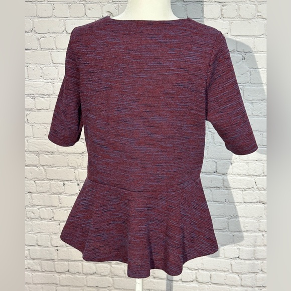 LOFT Maroon Short Sleeve Peplum Top - Picture 3 of 8